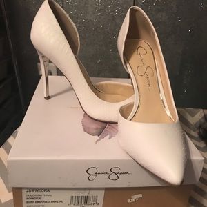 White Snakeskin Pumps